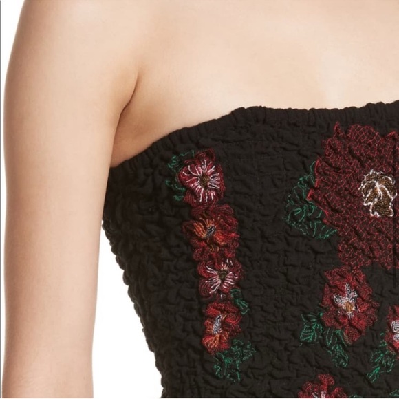 Free People Embroidered Black Strapless Jumpsuit Sz Small - Picture 8 of 9